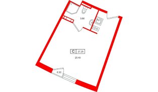 Апартаменты в ЖК Место Рощино, студия, 27.25 м², 5 этаж