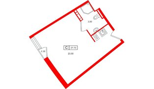 Апартаменты в ЖК Место Рощино, студия, 27.73 м², 4 этаж