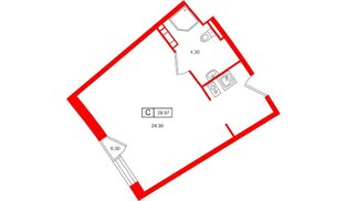 Апартаменты в ЖК Место Рощино, студия, 28.97 м², 5 этаж