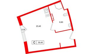 Апартаменты в ЖК Место Рощино, студия, 30.45 м², 3 этаж
