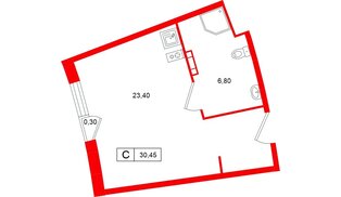 Апартаменты в ЖК Место Рощино, студия, 30.45 м², 4 этаж
