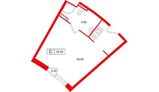 Апартаменты в ЖК Место Рощино, студия, 29.05 м², 4 этаж