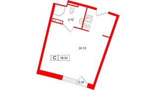 Апартаменты в ЖК Место Рощино, студия, 28.02 м², 3 этаж