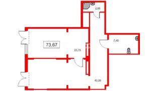 Помещение в ЖК Морская миля, 73.3 м², 1 этаж