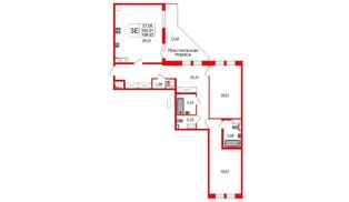 Квартира в ЖК 'Палацио', 2 комнатная, 105.4 м², 6 этаж