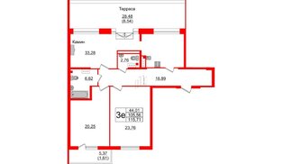 Квартира в ЖК TESORO, 2 комнатная, 115.71 м², 9 этаж