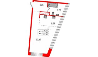 Апартаменты в ЖК Next, студия, 37.42 м², 10 этаж