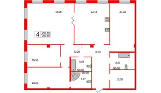 Квартира в ЖК Neva Haus, 4 комнатная, 204 м², 1 этаж