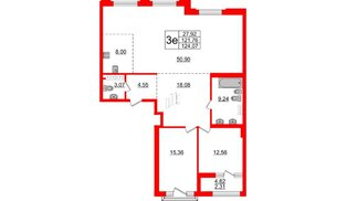Квартира в ЖК 'Приоритет', 2 комнатная, 126.38 м², 6 этаж