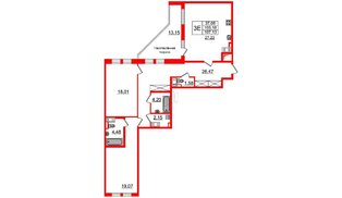 Квартира в ЖК 'Палацио', 2 комнатная, 103.9 м², 4 этаж