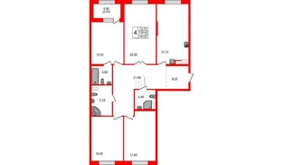 Квартира в ЖК Петровская доминанта, 4 комнатная, 142.5 м², 7 этаж