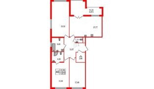 Квартира в ЖК 'Фамилия', 3 комнатная, 125.3 м², 5 этаж