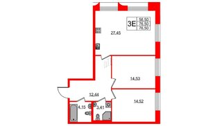 Апартаменты в ЖК Neopark, 2 комнатные, 77 м², 2 этаж