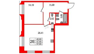 Апартаменты в ЖК Neopark, 1 комнатные, 57.7 м², 9 этаж