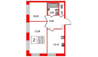 Апартаменты в ЖК Neopark, 2 комнатные, 54.3 м², 12 этаж