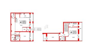 Квартира в ЖК Эталон на Неве, 4 комнатная, 160.5 м², 1 этаж