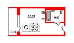 Апартаменты в ЖК VALO, студия, 38.6 м², 5 этаж