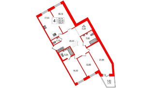 Квартира в ЖК Идеалист, 4 комнатная, 140.1 м², 5 этаж