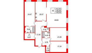 Квартира в ЖК Neva Haus, 4 комнатная, 178.4 м², 1 этаж