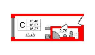 Апартаменты в ЖК VALO, студия, 16.7 м², 10 этаж