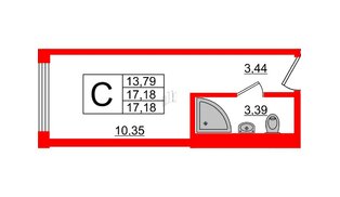 Апартаменты в ЖК VALO, студия, 17 м², 10 этаж