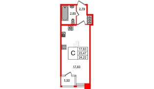 Квартира в ЖК FoRest Akvilon, студия, 23.9 м², 1 этаж