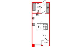 Квартира в ЖК FoRest Akvilon, студия, 27.6 м², 1 этаж