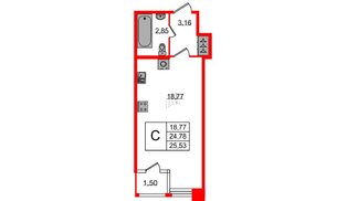Квартира в ЖК FoRest Akvilon, студия, 25 м², 1 этаж