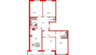 Квартира в ЖК Морская набережная.SeaView, 4 комнатная, 107 м², 14 этаж