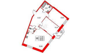 Квартира в ЖК Ariosto!, 2 комнатная, 86.55 м², 5 этаж