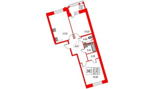 Квартира в ЖК Ariosto!, 2 комнатная, 63.12 м², 11 этаж