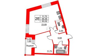 Квартира в ЖК Ariosto!, 1 комнатная, 50.02 м², 5 этаж