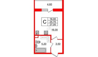 Квартира в ЖК Квартал Che, студия, 27.2 м², 9 этаж