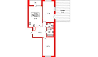 Квартира в ЖК «Черная Речка», 2 комнатная, 76.1 м², 11 этаж