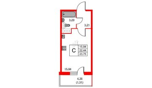 Квартира в ЖК Аквилон Sky, студия, 23.75 м², 17 этаж