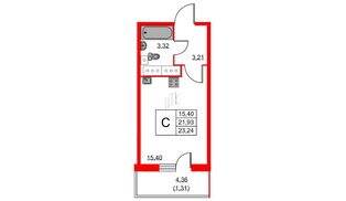 Квартира в ЖК Аквилон Sky, студия, 23.24 м², 24 этаж