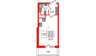 Квартира в ЖК «Чистое небо», студия, 25.1 м², 10 этаж