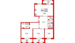 Квартира в ЖК Модум, 3 комнатная, 109.87 м², 5 этаж