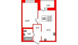 Квартира в ЖК «Северный», 1 комнатная, 35.78 м², 11 этаж