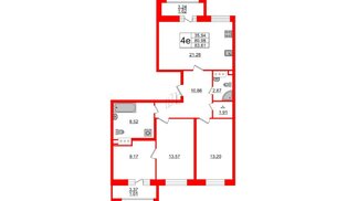 Квартира в ЖК Модум, 3 комнатная, 83.61 м², 9 этаж