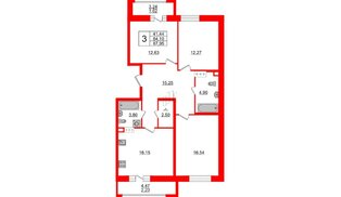 Квартира в ЖК Modum, 3 комнатная, 87.95 м², 7 этаж