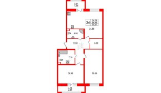 Квартира в ЖК «Modum», 2 комнатная, 90.81 м², 4 этаж
