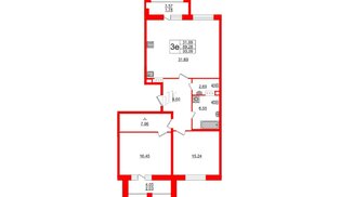 Квартира в ЖК Modum, 2 комнатная, 93.09 м², 6 этаж