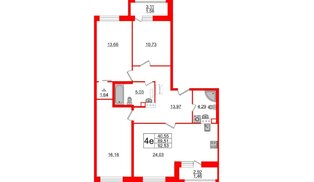 Квартира в ЖК Modum, 3 комнатная, 92.53 м², 6 этаж