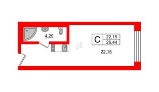 Апартаменты в ЖК VALO, студия, 25.5 м², 4 этаж