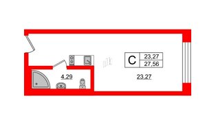 Апартаменты в ЖК VALO, студия, 26.8 м², 4 этаж
