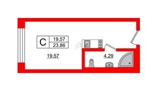 Апартаменты в ЖК VALO, студия, 23.2 м², 4 этаж