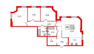 Квартира в ЖК Альтер, 3 комнатная, 114.5 м², 8 этаж