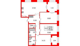 Квартира в ЖК GRAND VIEW, 3 комнатная, 98.33 м², 1 этаж