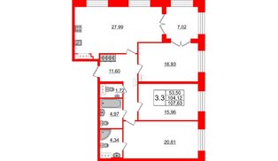 Квартира в ЖК GRAND VIEW, 3 комнатная, 104.12 м², 3 этаж